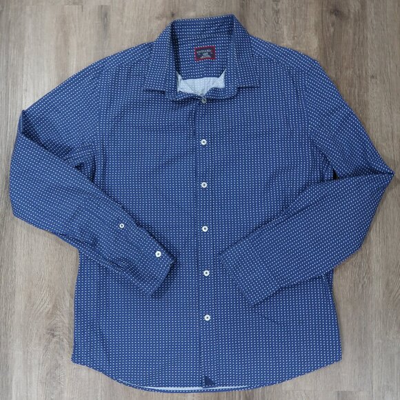 UNTUCKit Mens LARGE Shirt Long Sleeve Button Down Blue Geometric Pattern - Picture 3 of 7
